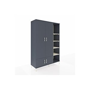 Hyperion Dolap 6 Raflı 4 Kapaklı Tek Askılı 132x44x195 Antrasit-antrasit/aytaşı