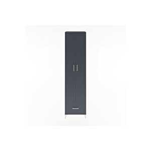 Hyperion Dolap 6 Raflı Tek Çekmeceli 2 Kapaklı 60x44x243 Antrasit-antrasit