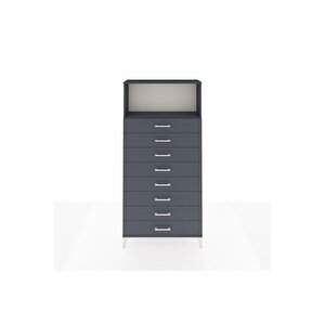 Arges Dolap Tek Raflı 8 Çekmeceli 88x30x182 Antrasit-antrasit