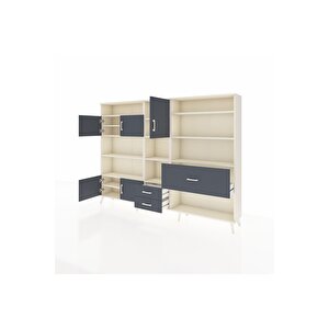 Arges Dolap 13 Raflı 3 Çekmeceli 5 Kapaklı 220x30x163 Aytaşı-antrasit