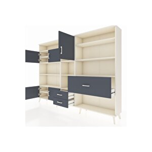 Arges Dolap 13 Raflı 3 Çekmeceli 5 Kapaklı 220x30x163 Aytaşı-antrasit