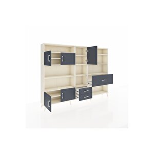 Arges Dolap 13 Raflı 3 Çekmeceli 5 Kapaklı 220x30x163 Aytaşı-antrasit