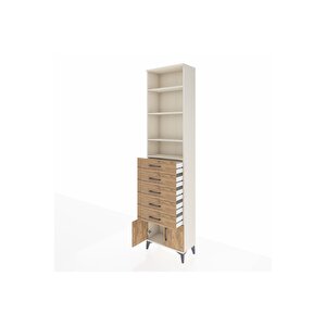 Arges Dolap 4 Raflı 5 Çekmeceli 2 Kapaklı 60x30x243 Aytaşı-çam