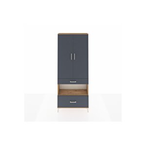 Arges Dolap 3 Raflı 2 Çekmeceli Tek Askılı 88x30x221 Çam-antrasit