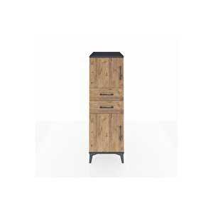 Kronos Dolap Tek Raflı 2 Çekmeceli 2 Kapaklı 44x59x134 Antrasit-çam