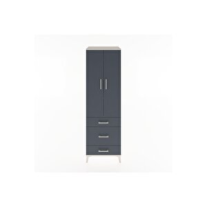 Hyperion Dolap 4 Raflı 3 Çekmeceli 2 Kapaklı 60x44x195 Aytaşı-antrasit