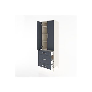 Hyperion Dolap 4 Raflı 3 Çekmeceli 2 Kapaklı 60x44x195 Aytaşı-antrasit