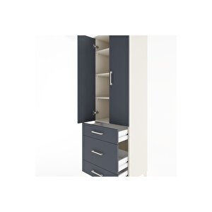 Hyperion Dolap 4 Raflı 3 Çekmeceli 2 Kapaklı 60x44x195 Aytaşı-antrasit