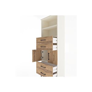 Arges Dolap 3 Raflı 4 Çekmeceli 2 Kapaklı 60x30x163 Aytaşı-çam