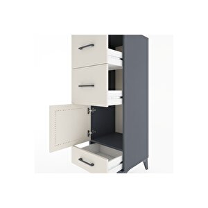Hyperion Dolap Tek Raflı 3 Çekmeceli Tek Kapaklı 44x44x134 Antrasit-aytaşı