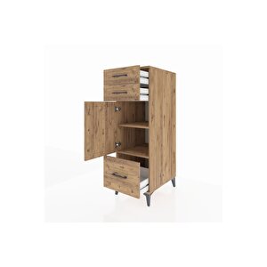 Kronos Dolap 2 Raflı 3 Çekmeceli Tek Kapaklı 44x59x134 Çam-çam