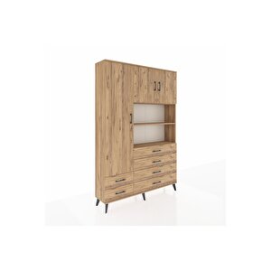 Arges Gardrop 8 Raflı 6 Çekmeceli 3 Kapaklı 132x30x195 Çam-çam