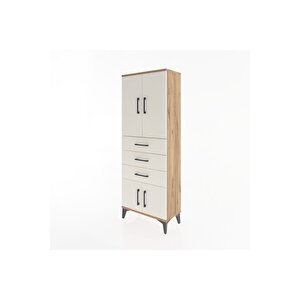 Arges Dolap 3 Raflı 3 Çekmeceli 4 Kapaklı 60x30x163 Çam-aytaşı