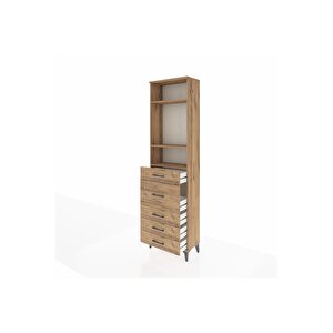 Arges Dolap 3 Raflı 5 Çekmeceli 60x30x221 Çam-çam