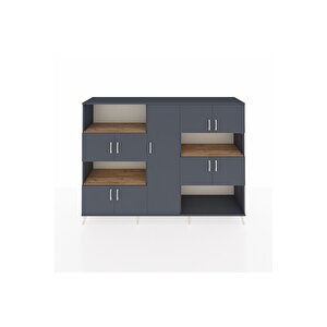 Hyperion Dolap 10 Raflı 9 Kapaklı 220x44x163 Antrasit-antrasit/çam