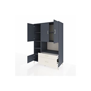 Kronos Dolap 7 Raflı 2 Çekmeceli 5 Kapaklı 132x59x195 Antrasit-antrasit/aytaşı