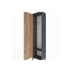Arges Dolap Tek Raflı Tek Kapaklı Tek Askılı 44x30x182 Antrasit-çam