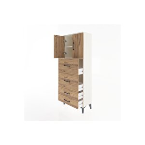 Arges Dolap 2 Raflı 4 Çekmeceli 2 Kapaklı 60x30x163 Aytaşı-çam