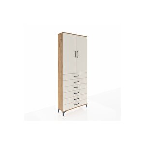 Arges Dolap 2 Raflı 6 Çekmeceli 2 Kapaklı 88x30x221 Çam-aytaşı