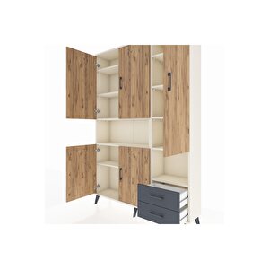 Arges Dolap 10 Raflı 2 Çekmeceli 5 Kapaklı 132x30x195 Aytaşı-çam/antrasit