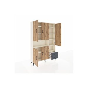 Arges Dolap 10 Raflı 2 Çekmeceli 5 Kapaklı 132x30x195 Aytaşı-çam/antrasit