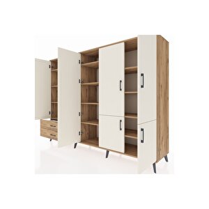 Hyperion Dolap 12 Raflı 2 Çekmeceli 7 Kapaklı 220x44x163 Çam-aytaşı/çam