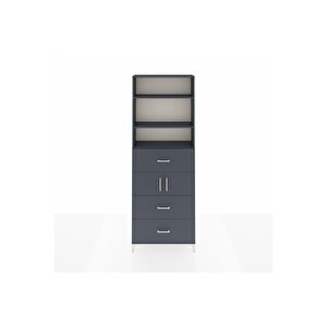 Arges Dolap 4 Raflı 3 Çekmeceli 2 Kapaklı 88x30x243 Antrasit-antrasit