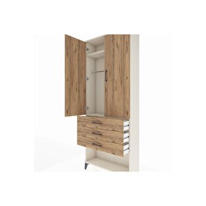Arges Dolap 2 Raflı 3 Çekmeceli Tek Askılı 88x30x221 Aytaşı-çam