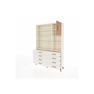 Arges Dolap 8 Raflı 8 Çekmeceli Tek Kapaklı  132x30x195 Aytaşı-çam/aytaşı