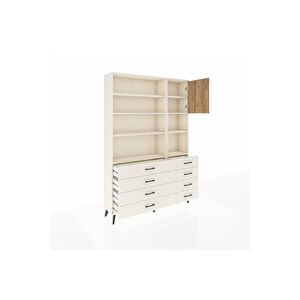 Arges Dolap 8 Raflı 8 Çekmeceli Tek Kapaklı  132x30x195 Aytaşı-çam/aytaşı