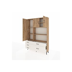 Arges Dolap 7 Raflı 5 Çekmeceli 3 Kapaklı 132x30x195 Çam-çam/aytaşı