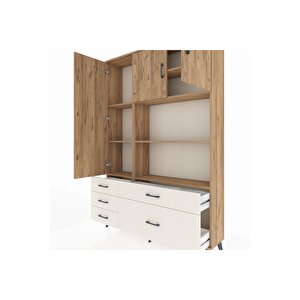 Arges Dolap 7 Raflı 5 Çekmeceli 3 Kapaklı 132x30x195 Çam-çam/aytaşı