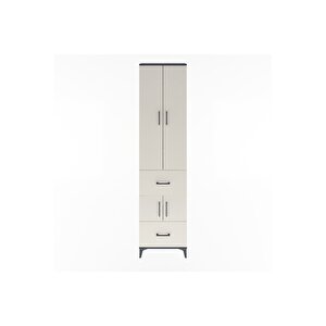 Arges Dolap 5 Raflı 2 Çekmeceli 4 Kapaklı 60x30x243 Antrasit-aytaşı