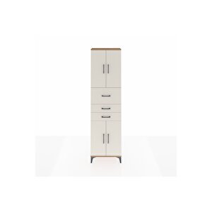 Arges Dolap 3 Raflı 3 Çekmeceli 4 Kapaklı 60x30x221 Çam-aytaşı