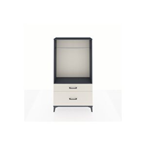 Arges Dolap Tek Raflı 2 Çekmeceli Tek Askılı 88x30x163 Antrasit-aytaşı