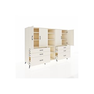 Kronos Dolap 10 Raflı 6 Çekmeceli 4 Kapaklı 220x59x163 Aytaşı-aytaşı