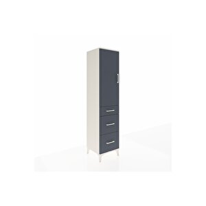 Hyperion Dolap Tek Raflı 3 Çekmeceli Tek Askılı 44x44x195 Aytaşı-antrasit