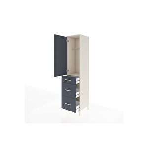 Hyperion Dolap Tek Raflı 3 Çekmeceli Tek Askılı 44x44x195 Aytaşı-antrasit
