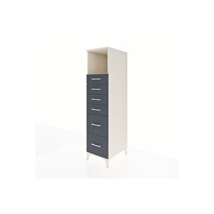 Kronos Dolap Tek Raflı 6 Çekmeceli 44x59x182 Aytaşı-antrasit