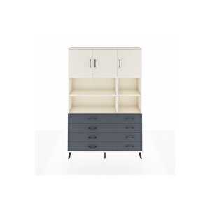 Arges Dolap 8 Raflı 8 Çekmeceli 3 Kapaklı 132x30x195 Aytaşı-aytaşı/antrasit
