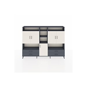 Arges Dolap 12 Raflı 4 Çekmeceli 5 Kapaklı 220x30x163 Antrasit-aytaşı/antrasit