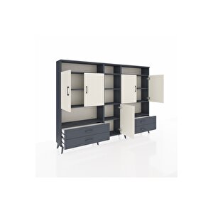 Arges Dolap 12 Raflı 4 Çekmeceli 5 Kapaklı 220x30x163 Antrasit-aytaşı/antrasit