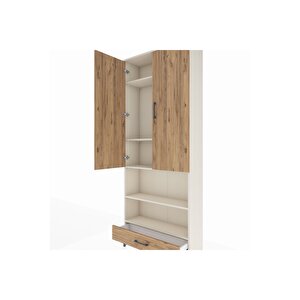 Arges Dolap 5 Raflı Tek Çekmeceli 2 Kapaklı 88x30x221 Aytaşı-çam
