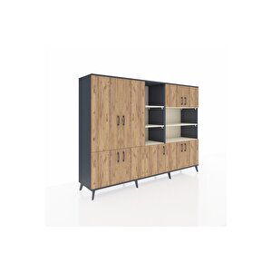 Hyperion Dolap 14 Raflı 9 Kapaklı 220x44x163 Antrasit-çam/aytaşı