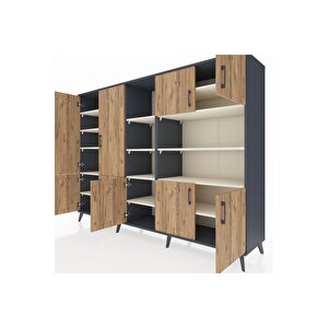 Hyperion Dolap 14 Raflı 9 Kapaklı 220x44x163 Antrasit-çam/aytaşı