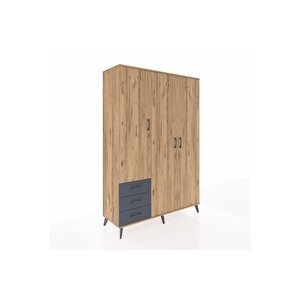 Hyperion Dolap 6 Raflı 3 Çekmeceli Tek Askılı 132x44x195 Çam-çam/antrasit