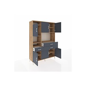 Hyperion Gardrop 9 Raflı 3 Çekmeceli 6 Kapaklı 132x44x195 Çam-antrasit