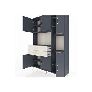 Arges Dolap 9 Raflı 2 Çekmeceli 6 Kapaklı 132x30x195 Antrasit-antrasit/aytaşı