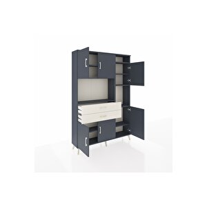 Arges Dolap 9 Raflı 2 Çekmeceli 6 Kapaklı 132x30x195 Antrasit-antrasit/aytaşı