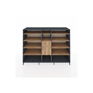 Kronos Dolap 12 Raflı Tek Kapaklı  220x59x163 Antrasit-çam